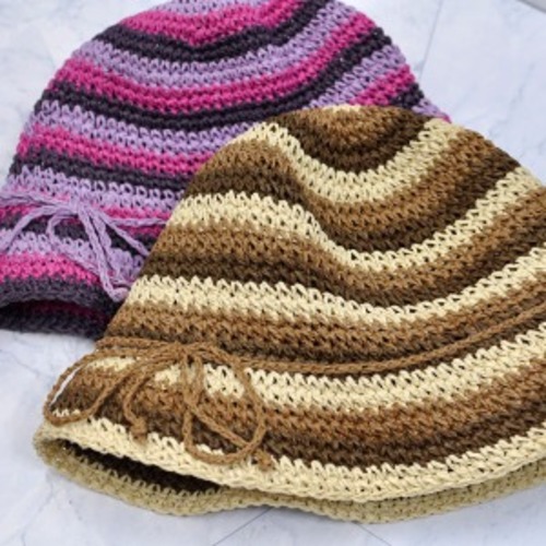 리본끈 왕골 벙거지 모자 (2color)