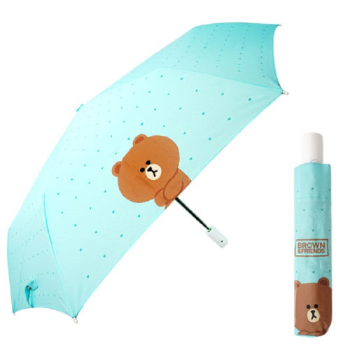 브라운앤프렌즈 안전한 자동 하트도트 우산 민트