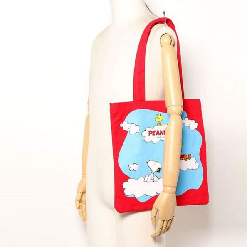 일본 수입 스누피 컬러 토트백 가방 하늘 레드