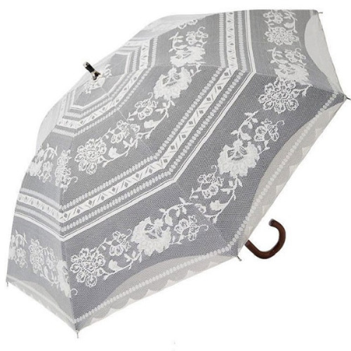 사라사보더 2중 레이스 쇼트 양산 우산 아이보리 블랙