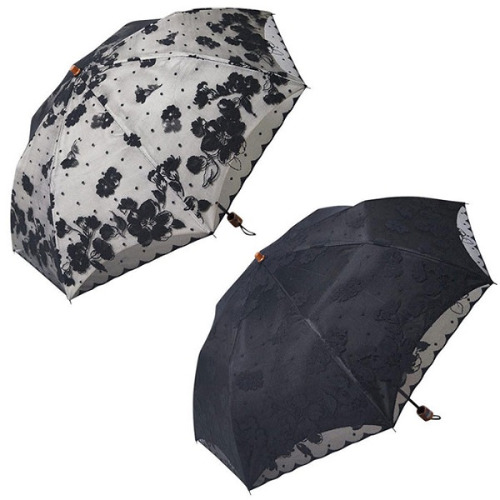 일본 수입 플라워도트 2중 레이스 접이식 양산 우산