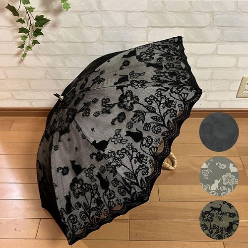 일본 수입 2중 레이스 우산 양산 숏트 캣 3컬러