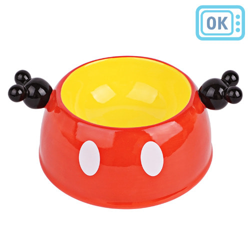 디즈니 미키마우스 아이콘 세라믹펫볼L 강아지밥그릇