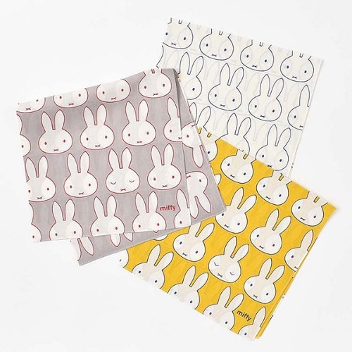 일본 수입 미피 프린트 손수건 페이스 패턴 선물