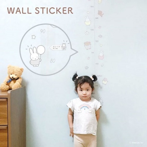 일본 수입 캐릭터 미피 키재기 벽 스티커 댄스